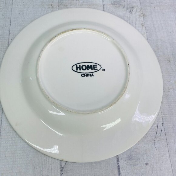 Home TM Blue Brush Strokes Embossed Detail Center Ceramic 10" Dinner Plate Set 4 - Picture 7 of 16